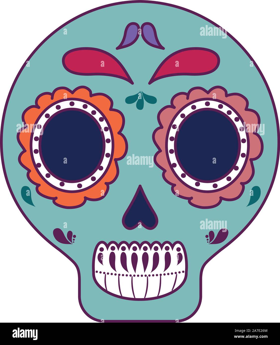 skull death icon traditional mexican vector illustration design Stock ...