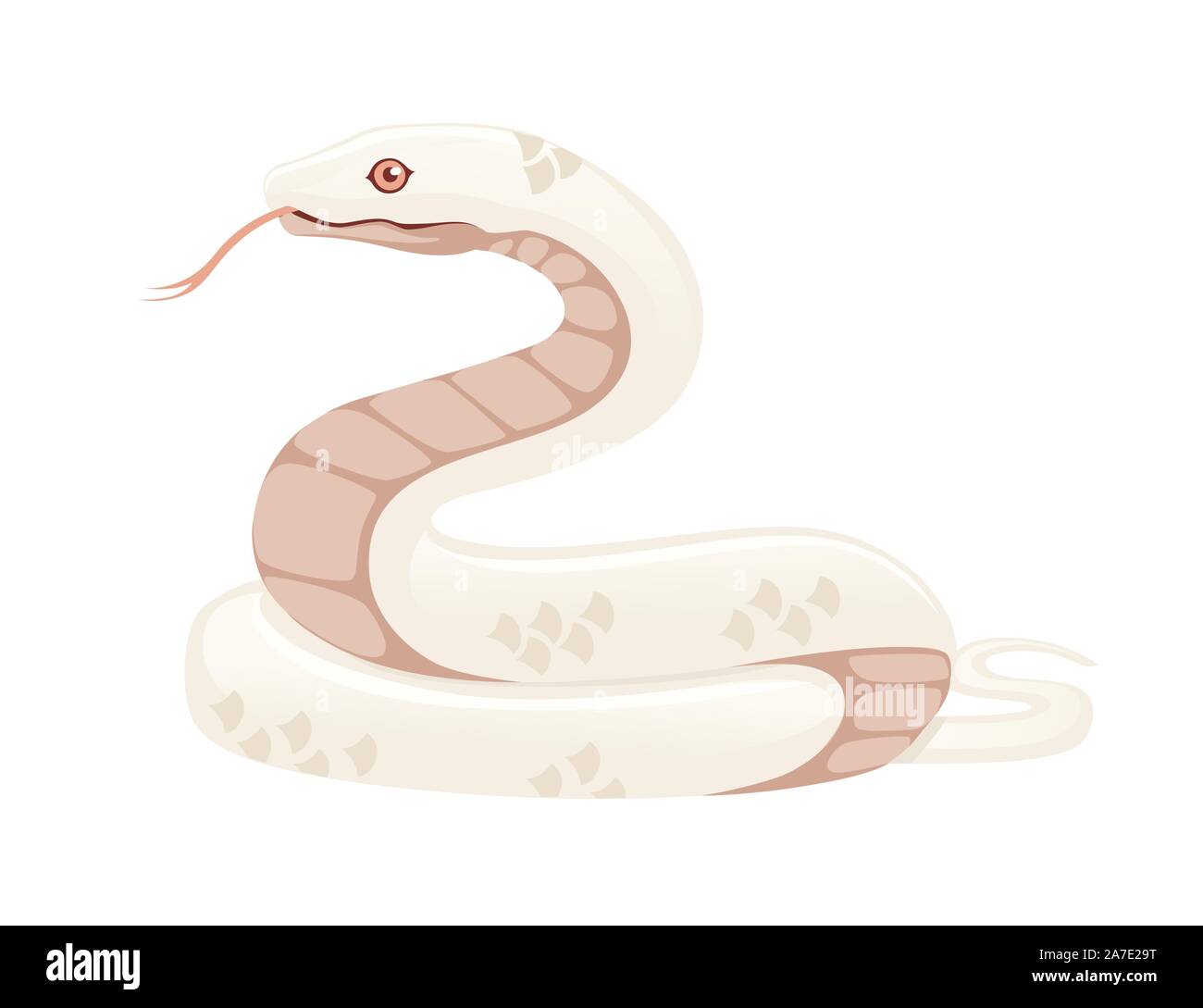 White albino snake cartoon animal design flat vector illustration ...