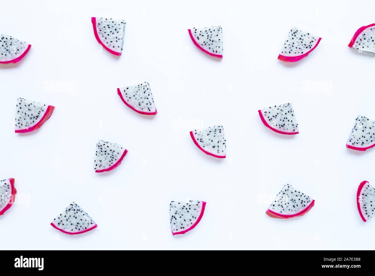 Dragon fruit, pitaya slices isolated on white background. Stock Photo