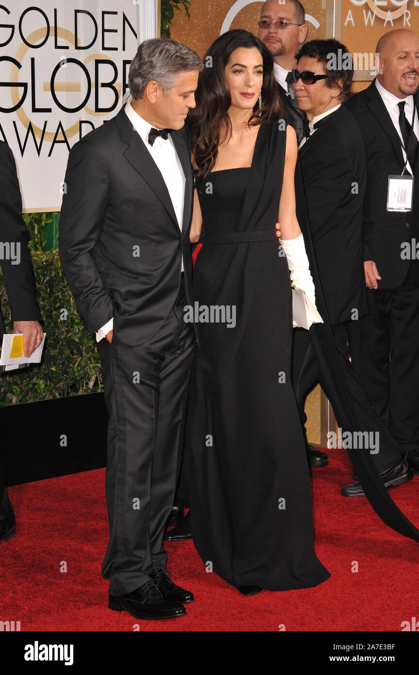 LOS ANGELES, CA - JANUARY 11, 2015: George Clooney & Amal Alamuddin ...