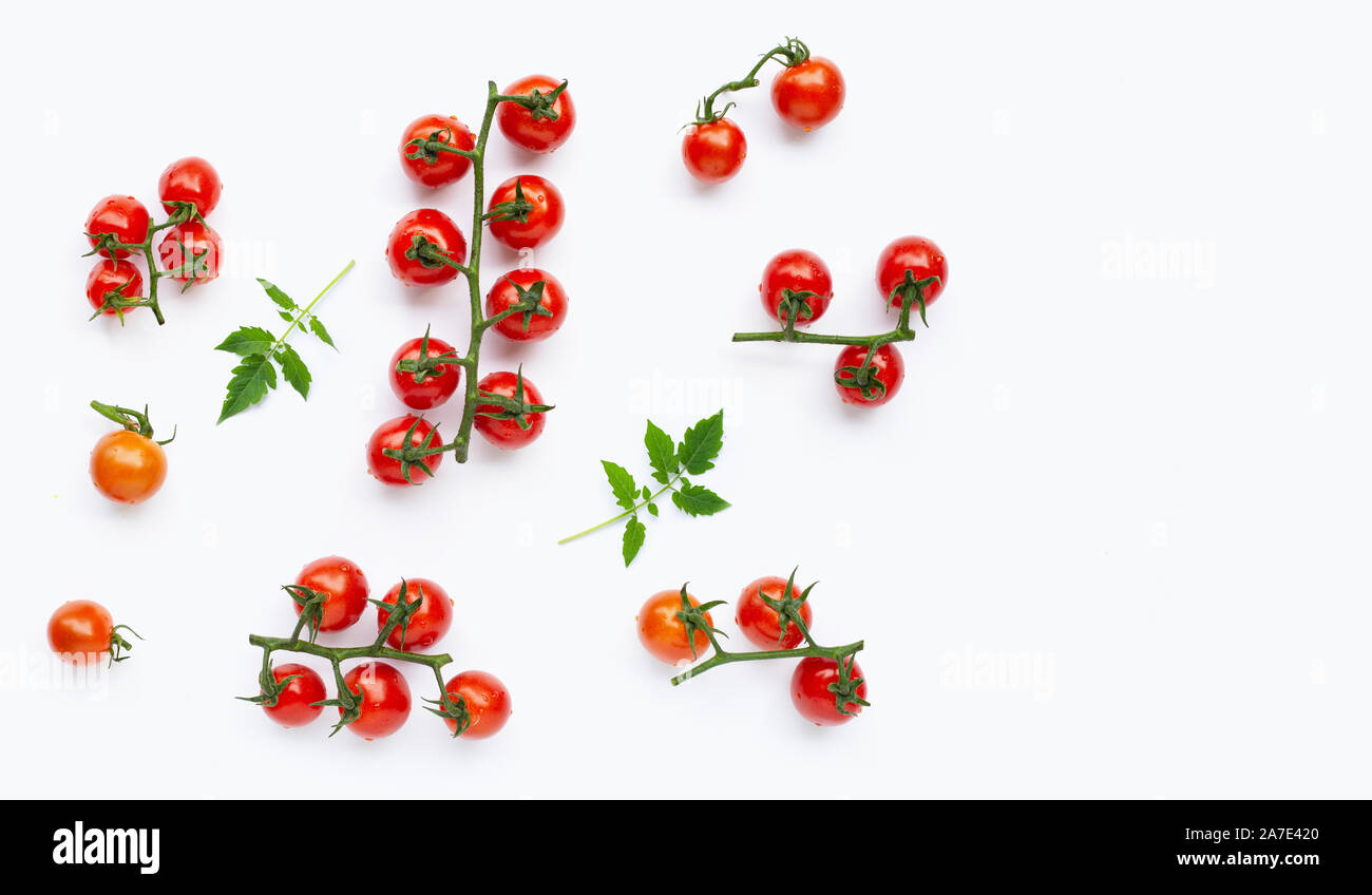 Fresh cherry tomatoes on white background Stock Photo - Alamy