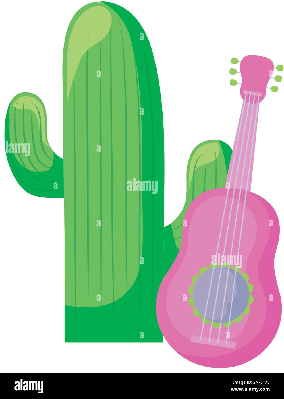cactus with guitar mexican isolated icon vector illustration design ...