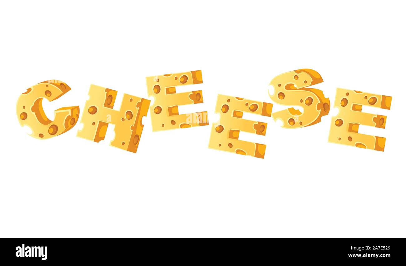 Concept CHEESE word food style letters flat vector illustration on