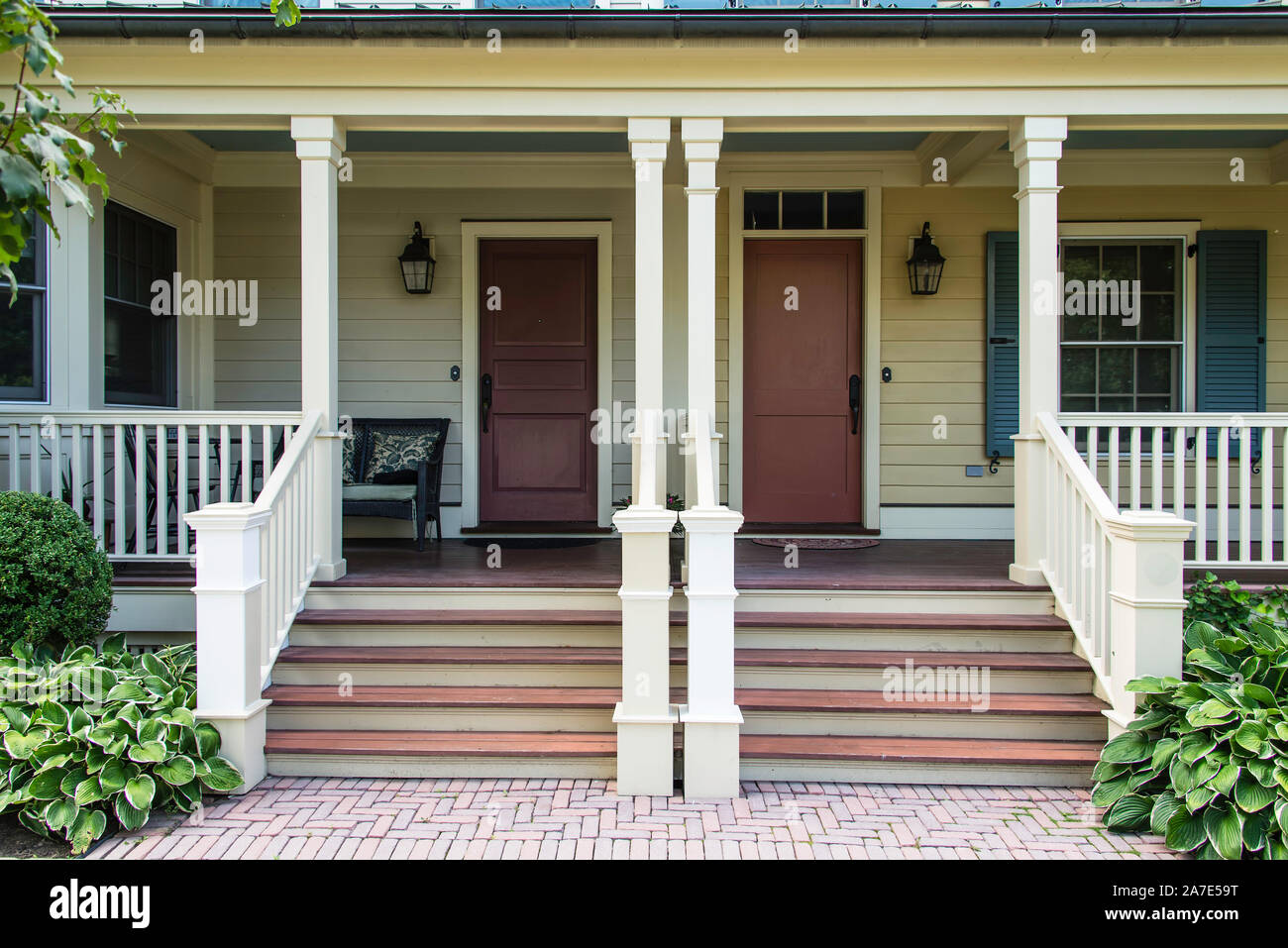 Duplex building with twin entrances Stock Photo Alamy