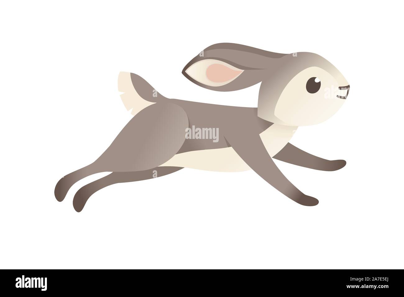 Cute grey rabbit running forward cartoon animal design flat vector  illustration isolated on white background Stock Vector Image & Art - Alamy