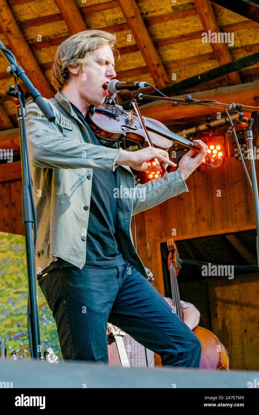 Aleksi Campagne, violin, Canmore Folk Music Festival, Canmore, Alberta, Canada Stock Photo