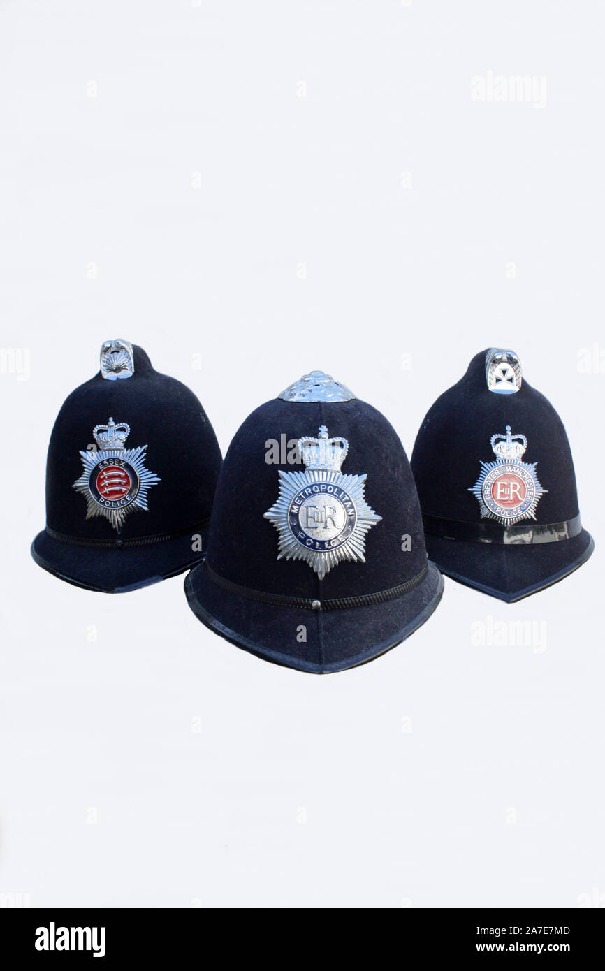Bfitish Bobby police helmets Stock Photo