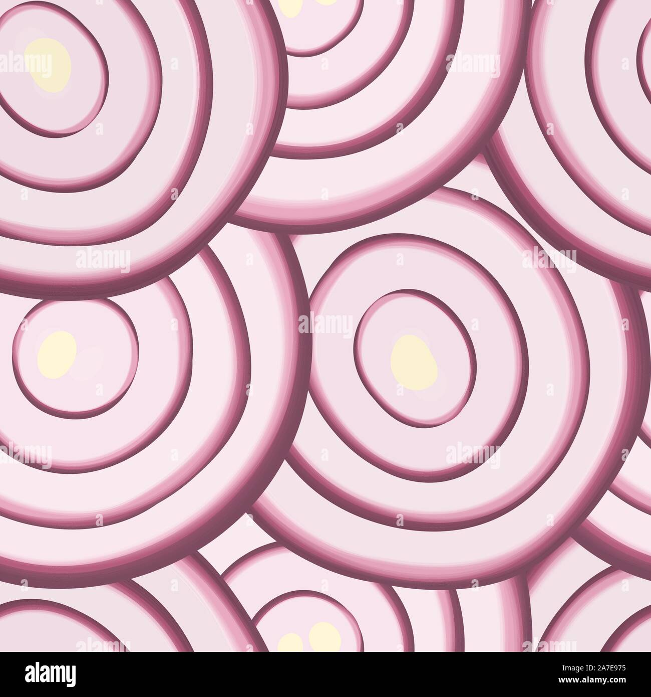 Fresh and juicy red onions sclices seamless pattern, vector background Stock Vector