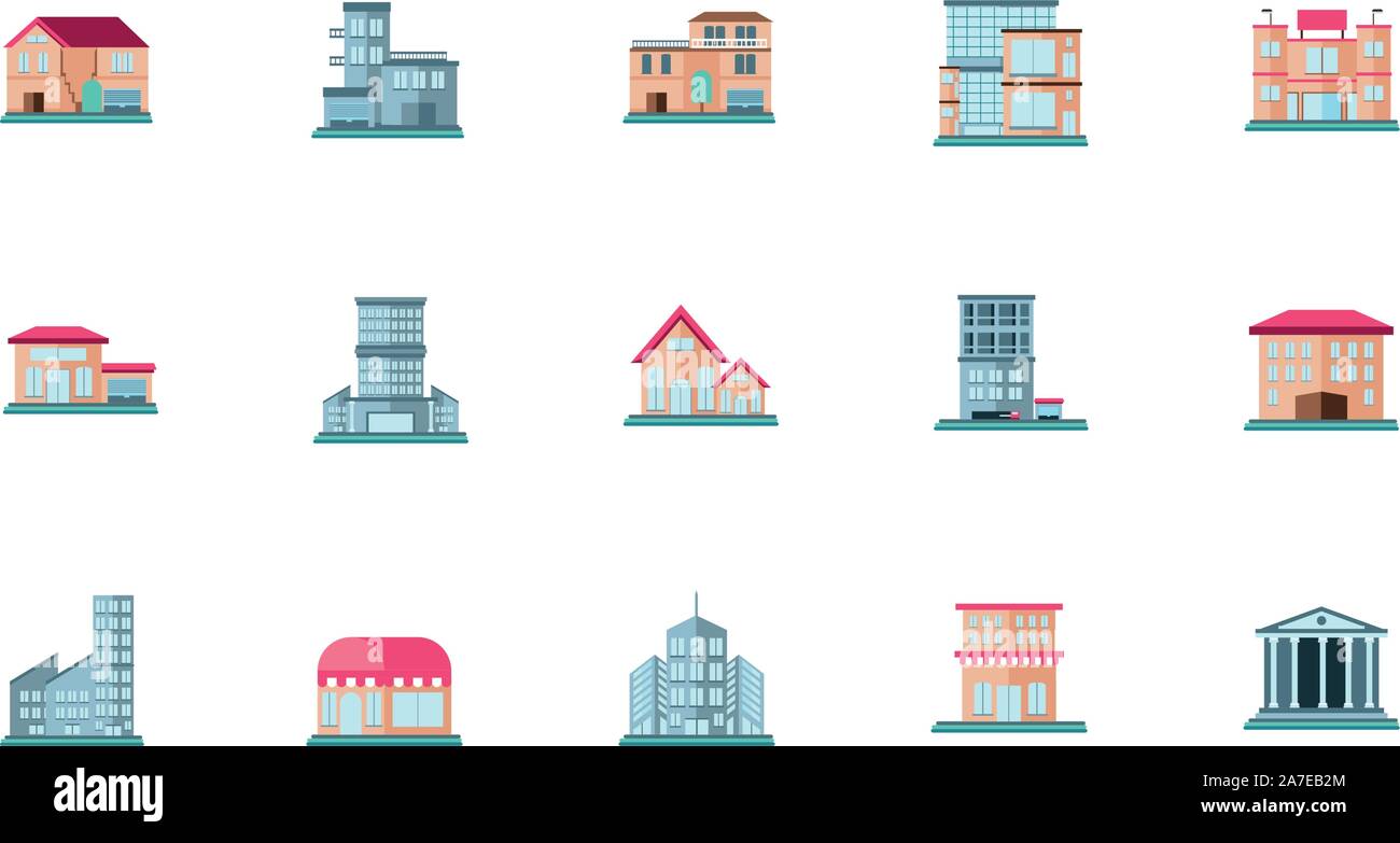real estates property icon set on white background vector illustration ...
