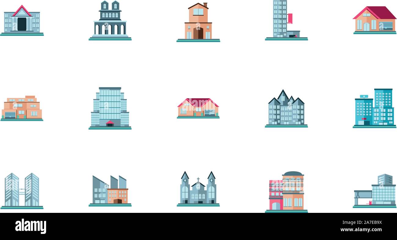 real estates property icon set on white background vector illustration ...