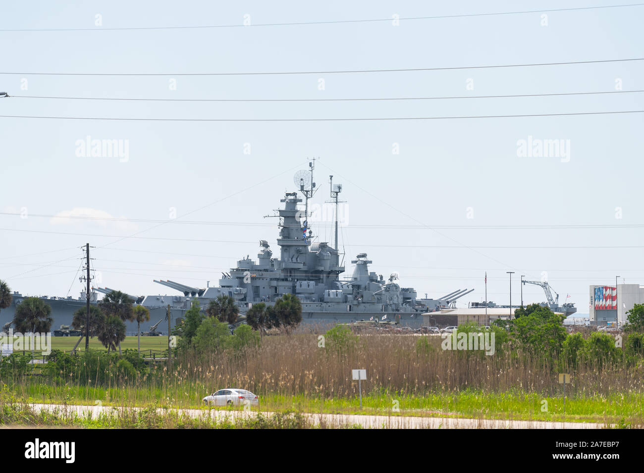 Mobile, USA - April 24, 2018: Old USS Alabama BB-60 is a retired battleship warship Navy ship Stock Photo