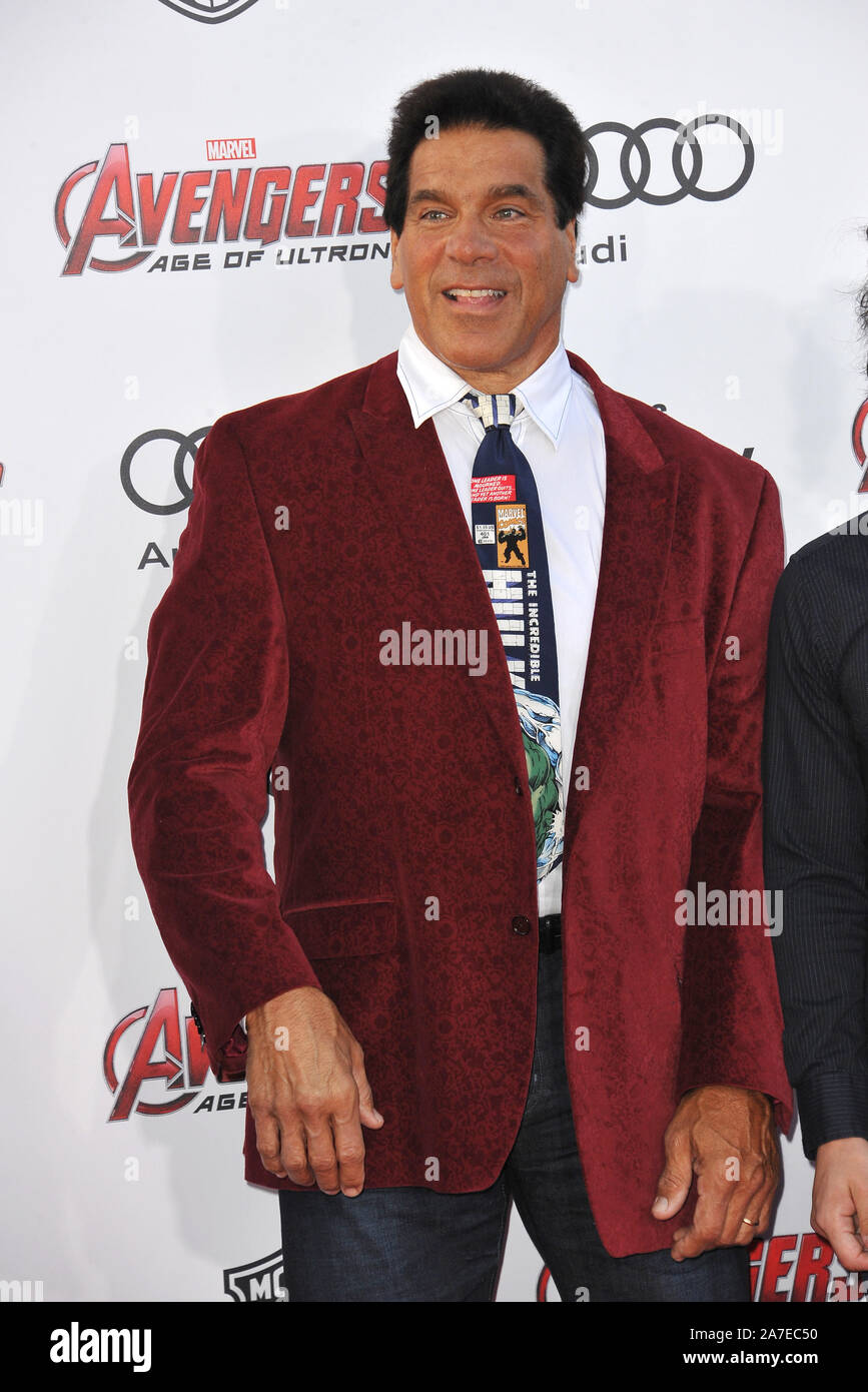 LOS ANGELES, CA - APRIL 13, 2015: Lou Ferrigno at the world premiere of ...