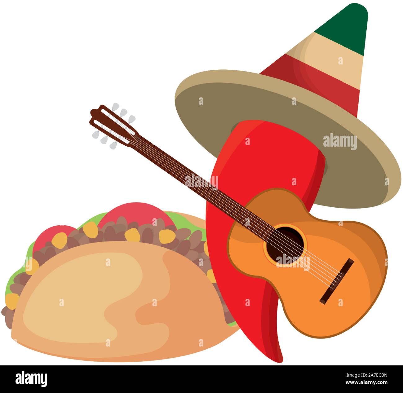 chili pepper with hat mexican and icons vector illustration design ...