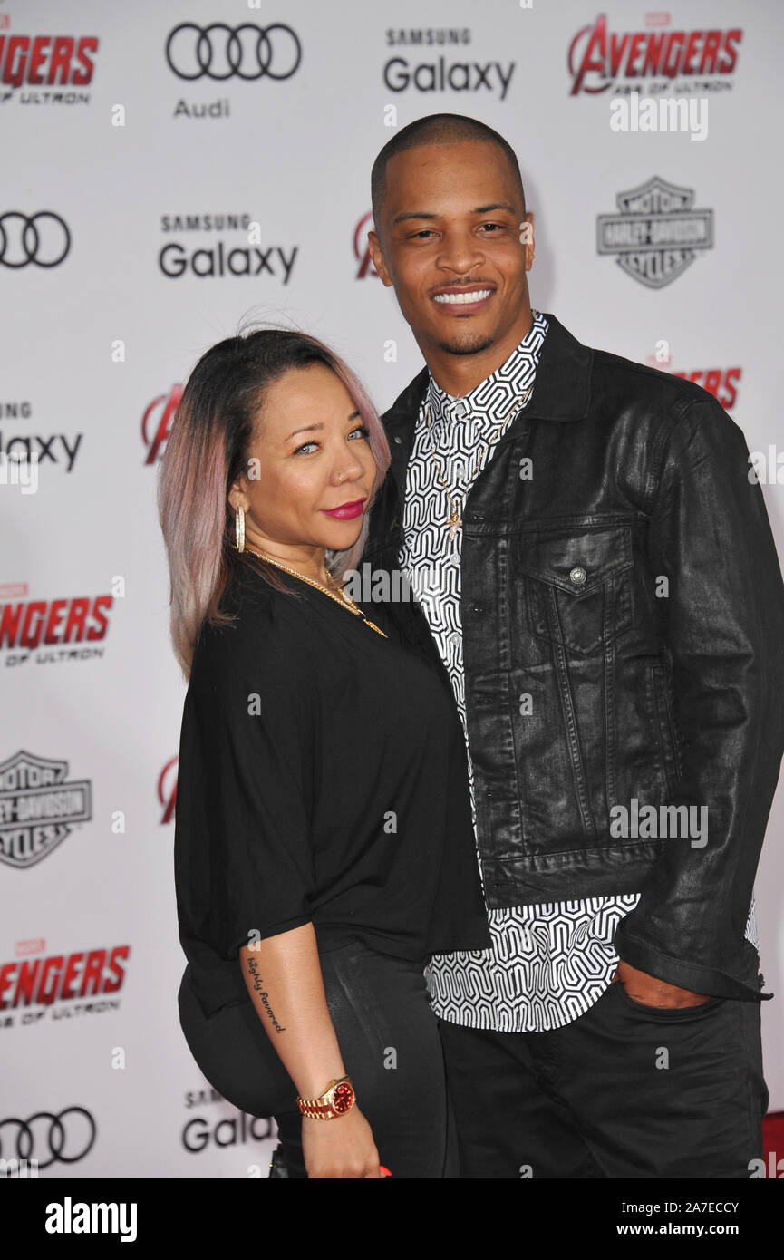 Los Angeles Ca April 13 2015 Hip Hop Artist Ti And Wife Tameka Tiny Cottle Harris At The