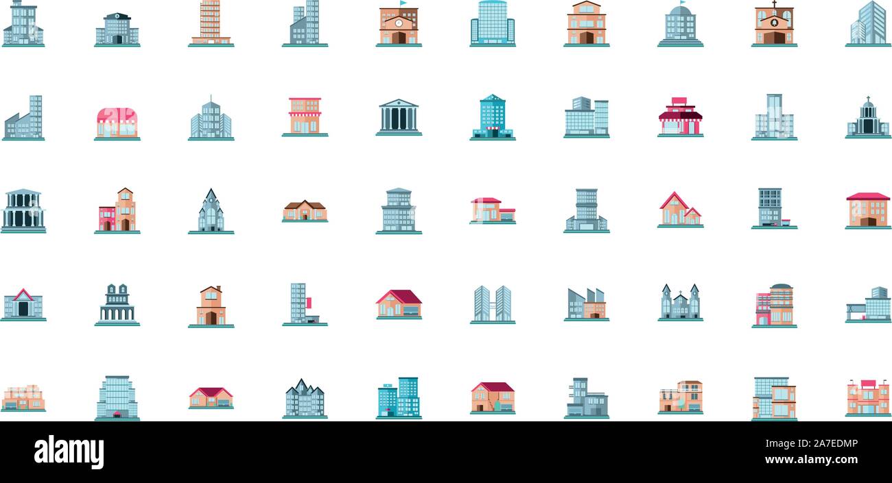 real estates property icon set on white background vector illustration ...