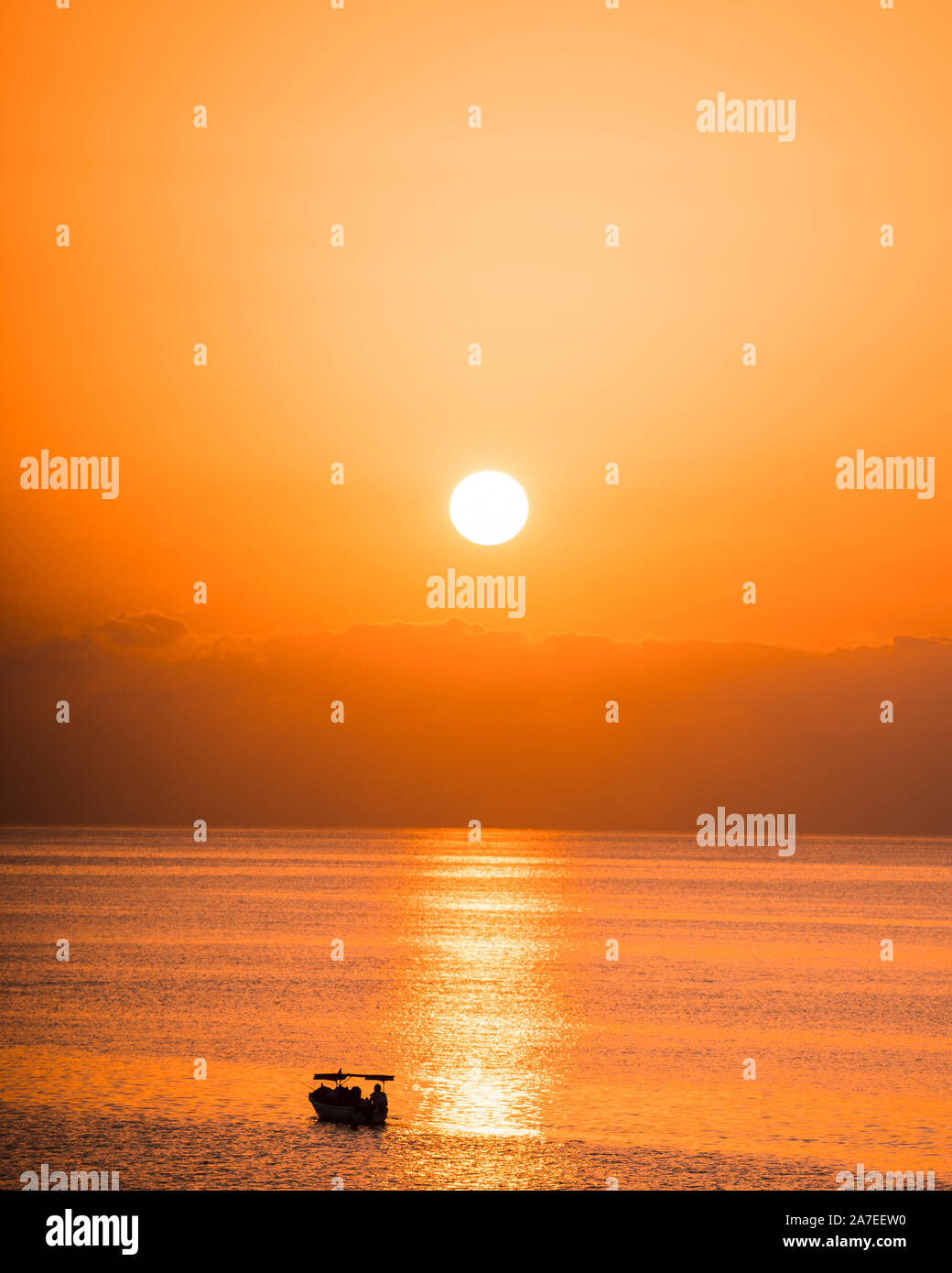 Sunrise Landscape Orange Sky Malta Ocean Stock Photo