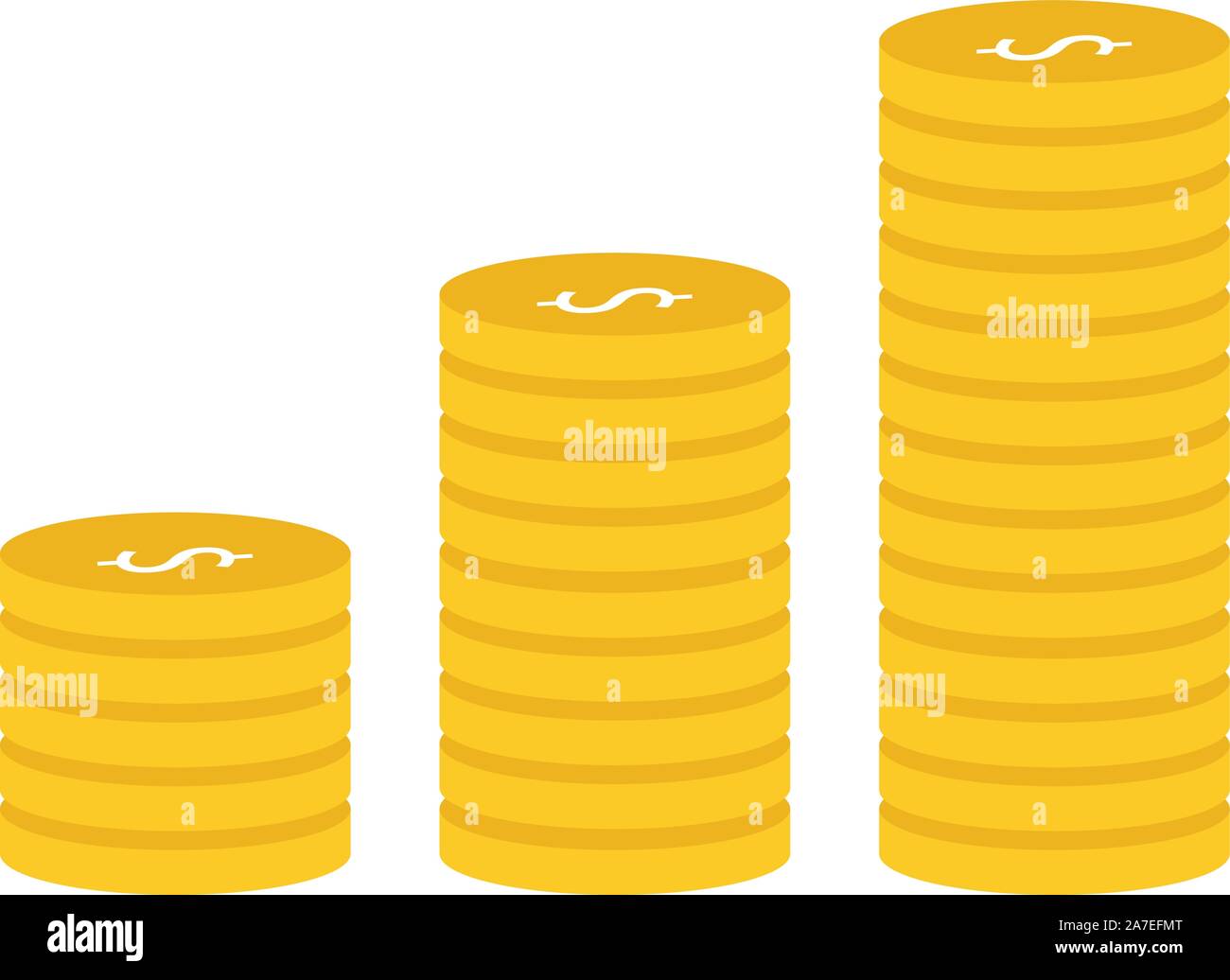 Dollar Golden Coins Stacks on white background. flat style Stock Vector ...