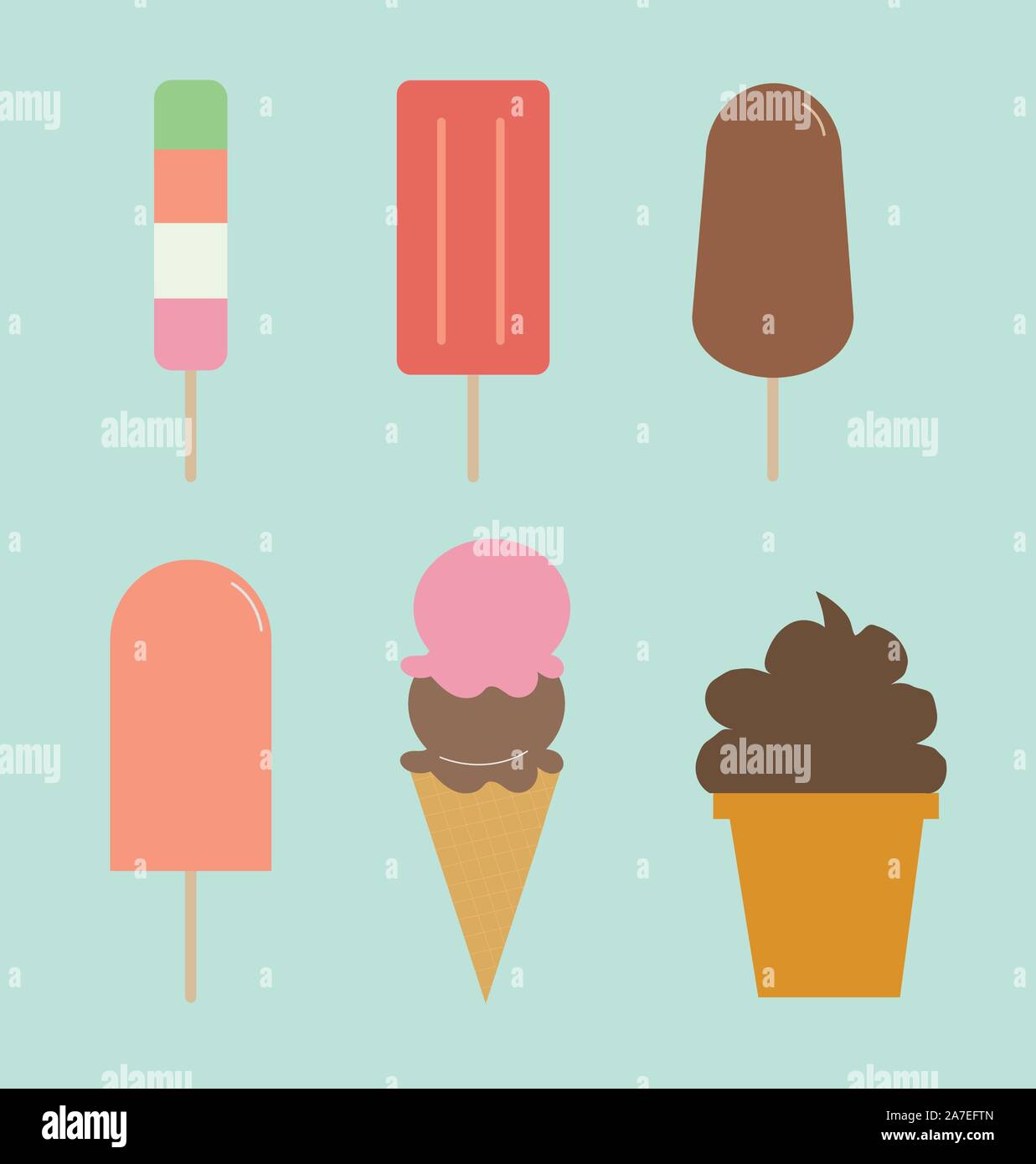 Ice cream set on white background. flat style. set of ice-creams and ...