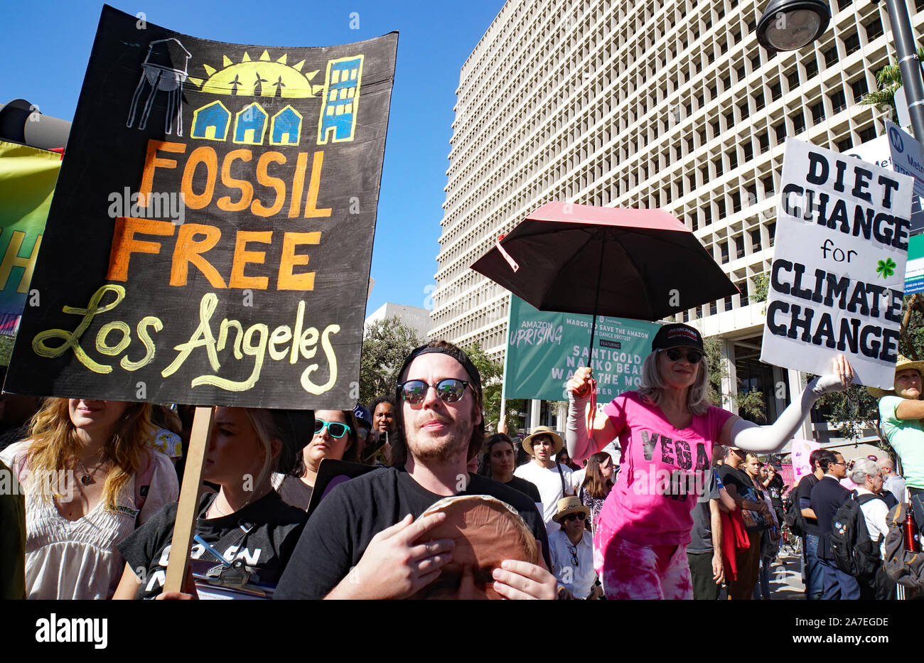 02 November 2019, Los Angeles, California,   hundreds Gather in Los Angeles for climate strike Stock Photo