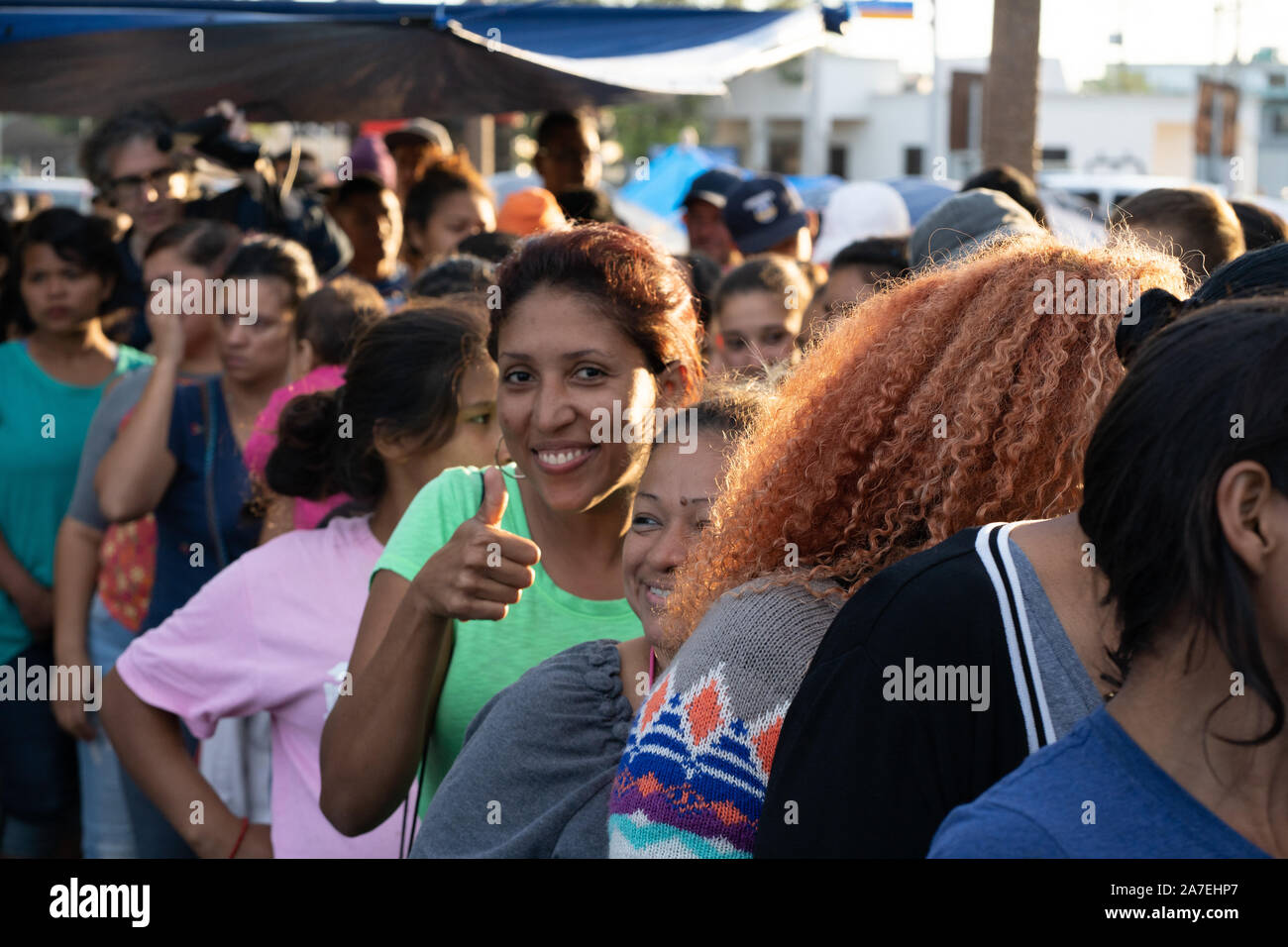 Matamoros, Mexico, 01 November 2019, a woman poses for the camera as