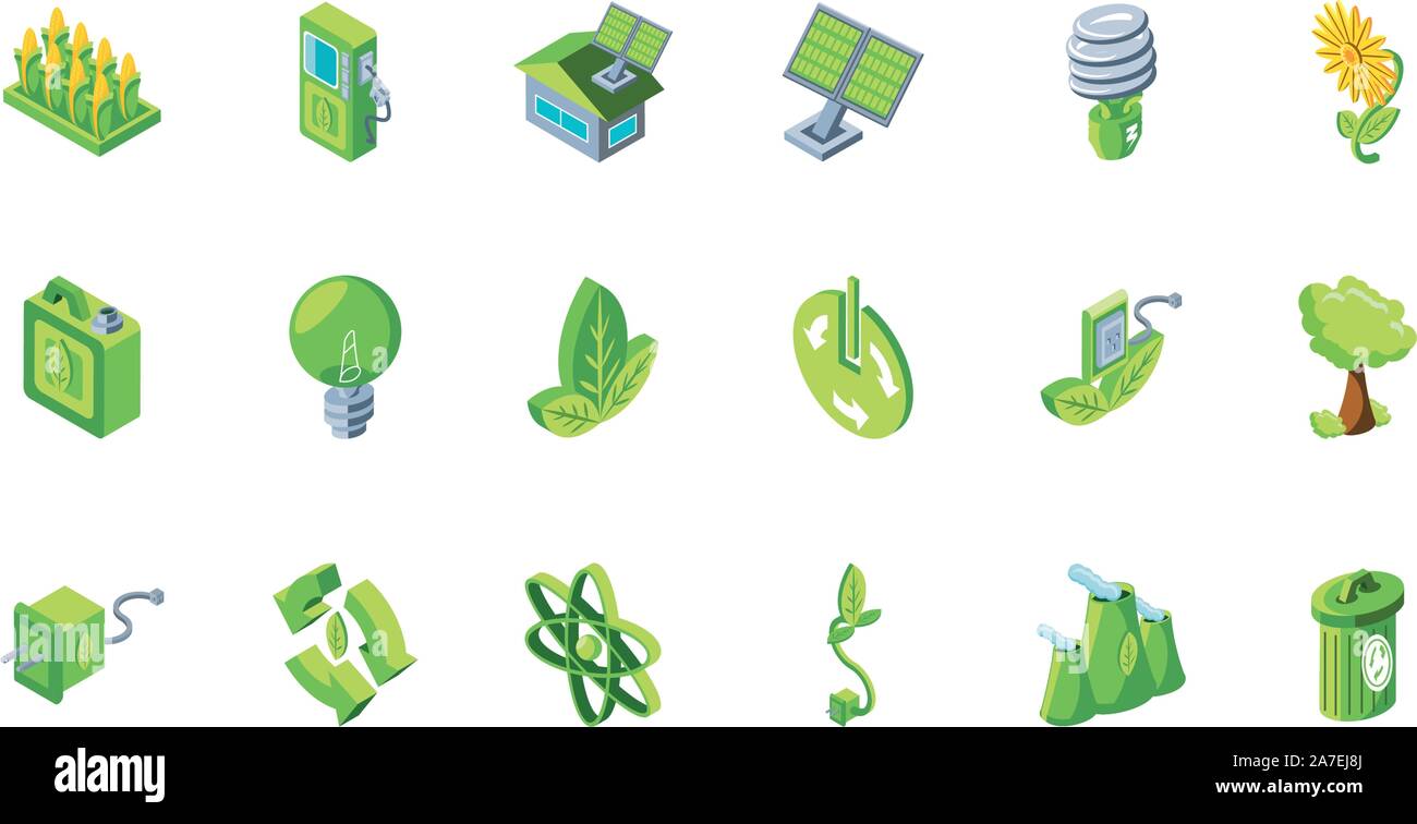 set of icons renewable energy on white background vector illustration ...