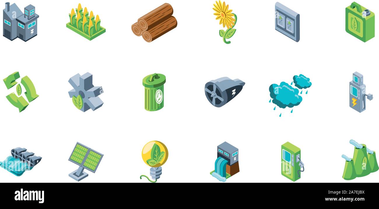 set of icons renewable energy on white background vector illustration ...
