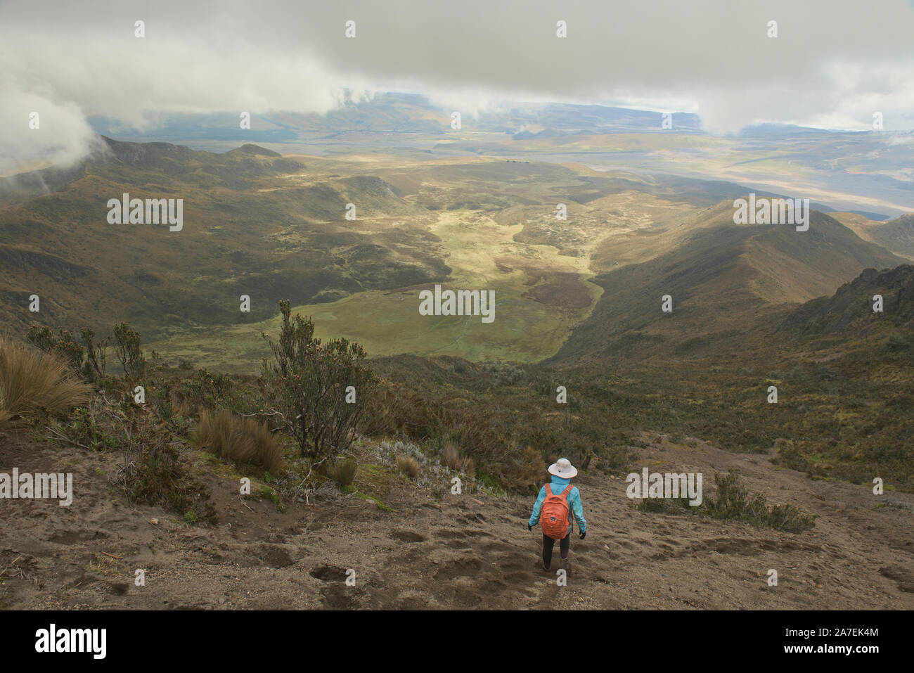Descending from the summit of Rumiñahui volcano, Cotopaxi National Park ...