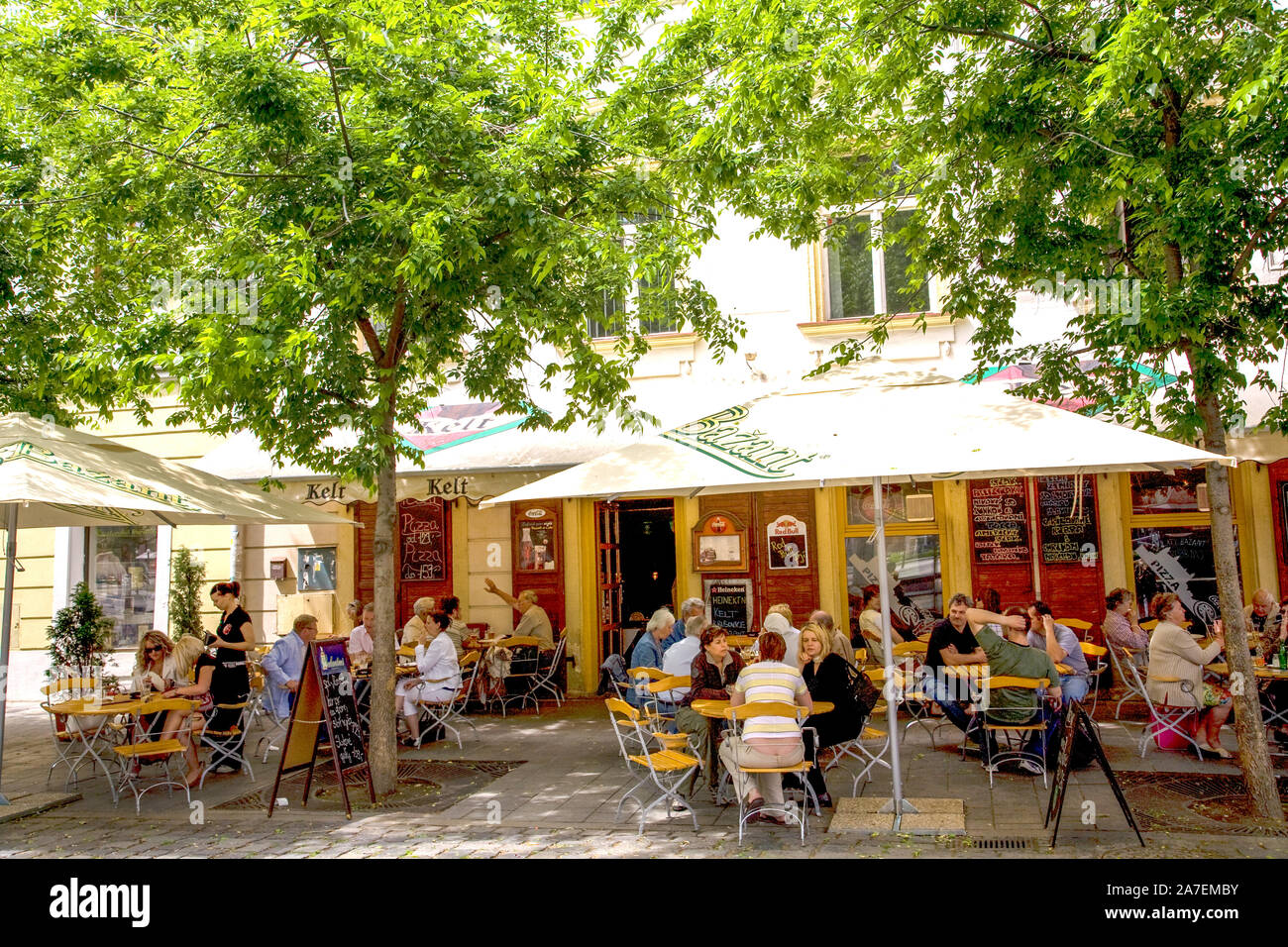 Outdoor cafe in Bratislava Slovakia Stock Photo