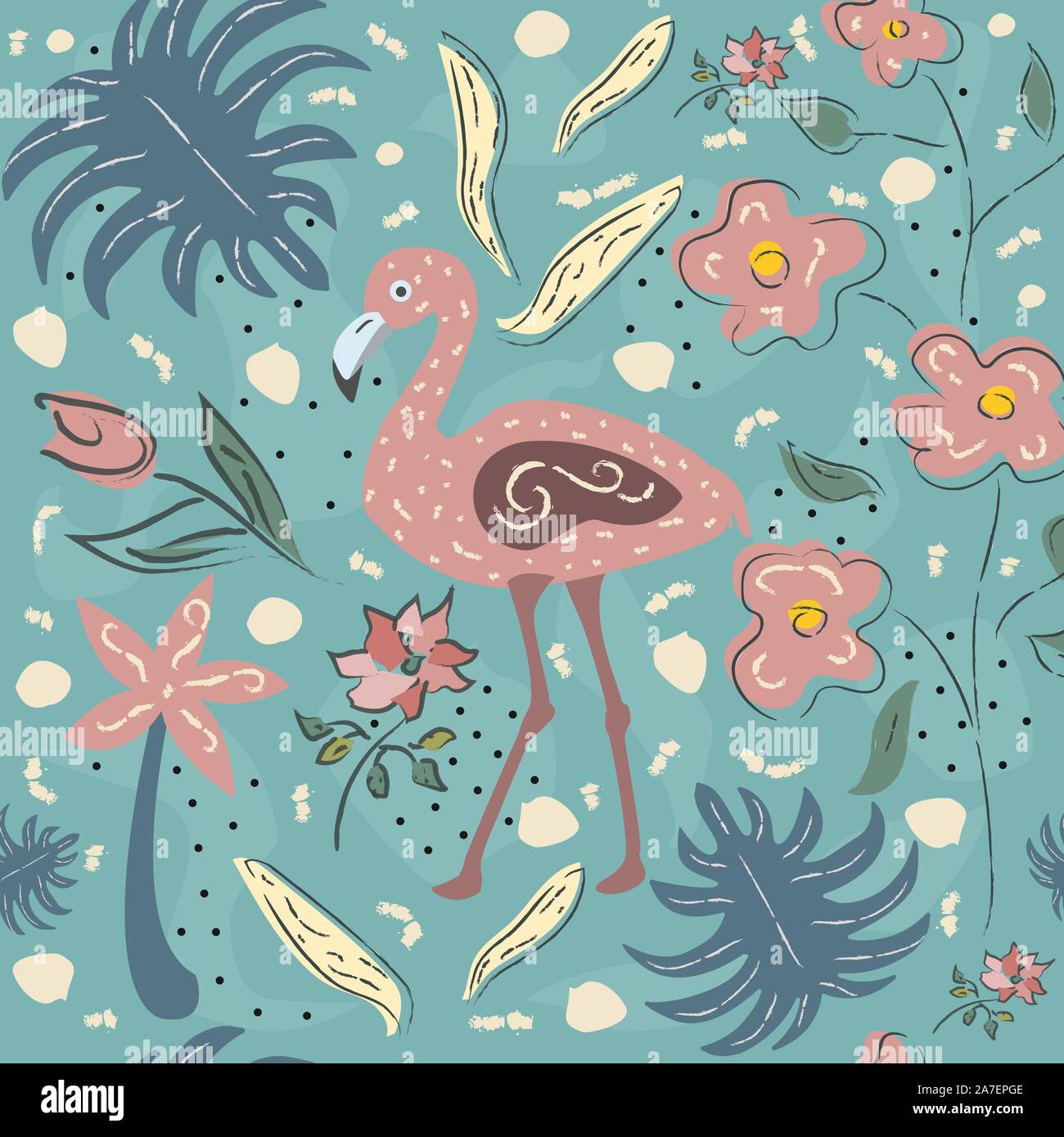 Flamingo Bird Seamless Pattern. Vector illustration Stock Vector Image ...