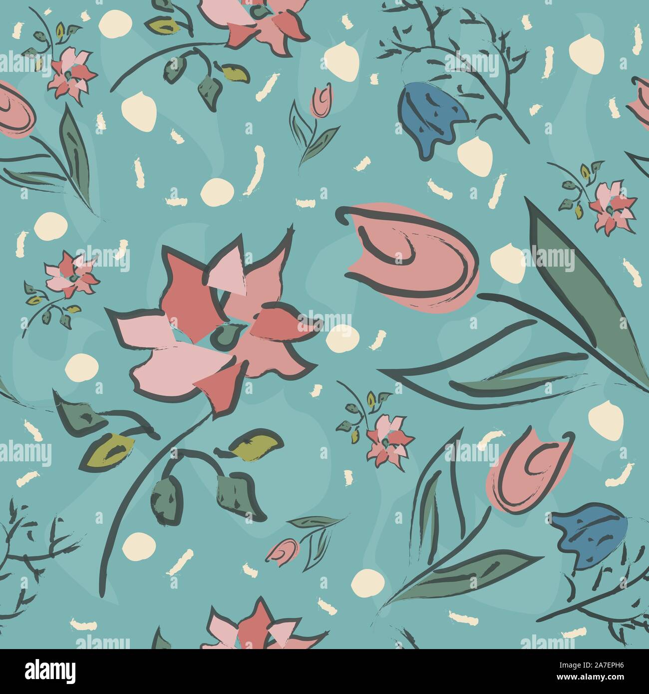 Floral Seamless Pattern. Hand Drawn. Vector Illustration Stock Vector ...