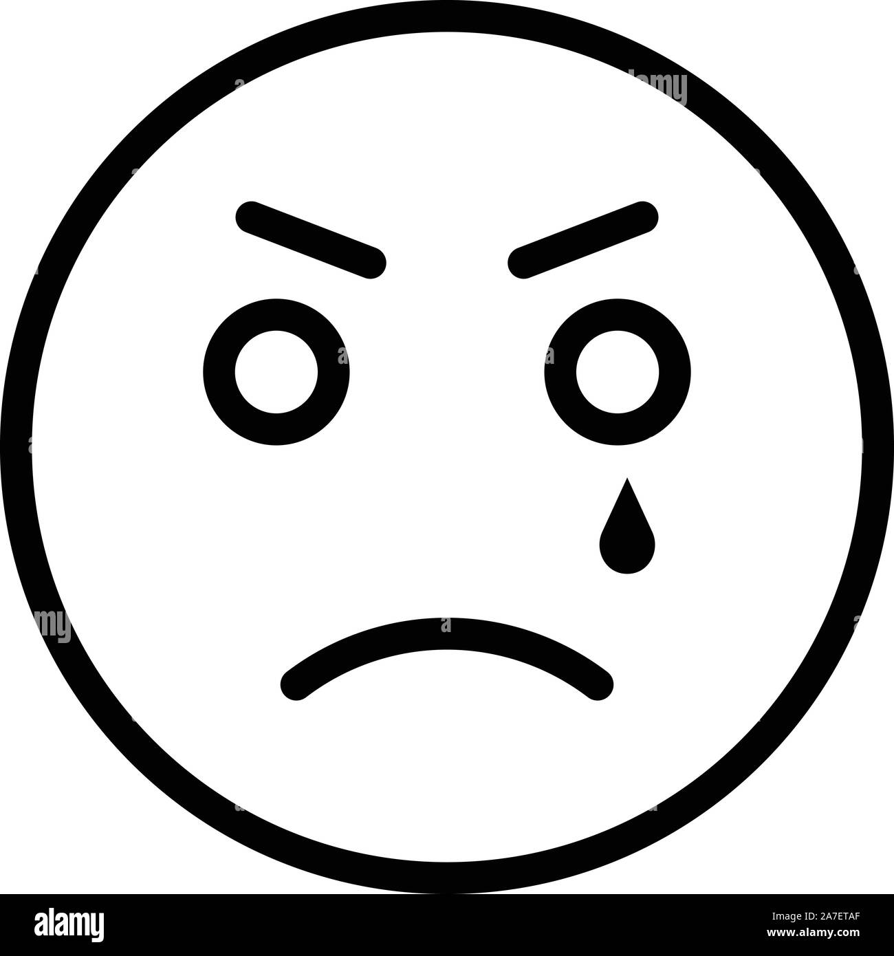 Crying emoji icon, outline style Stock Vector