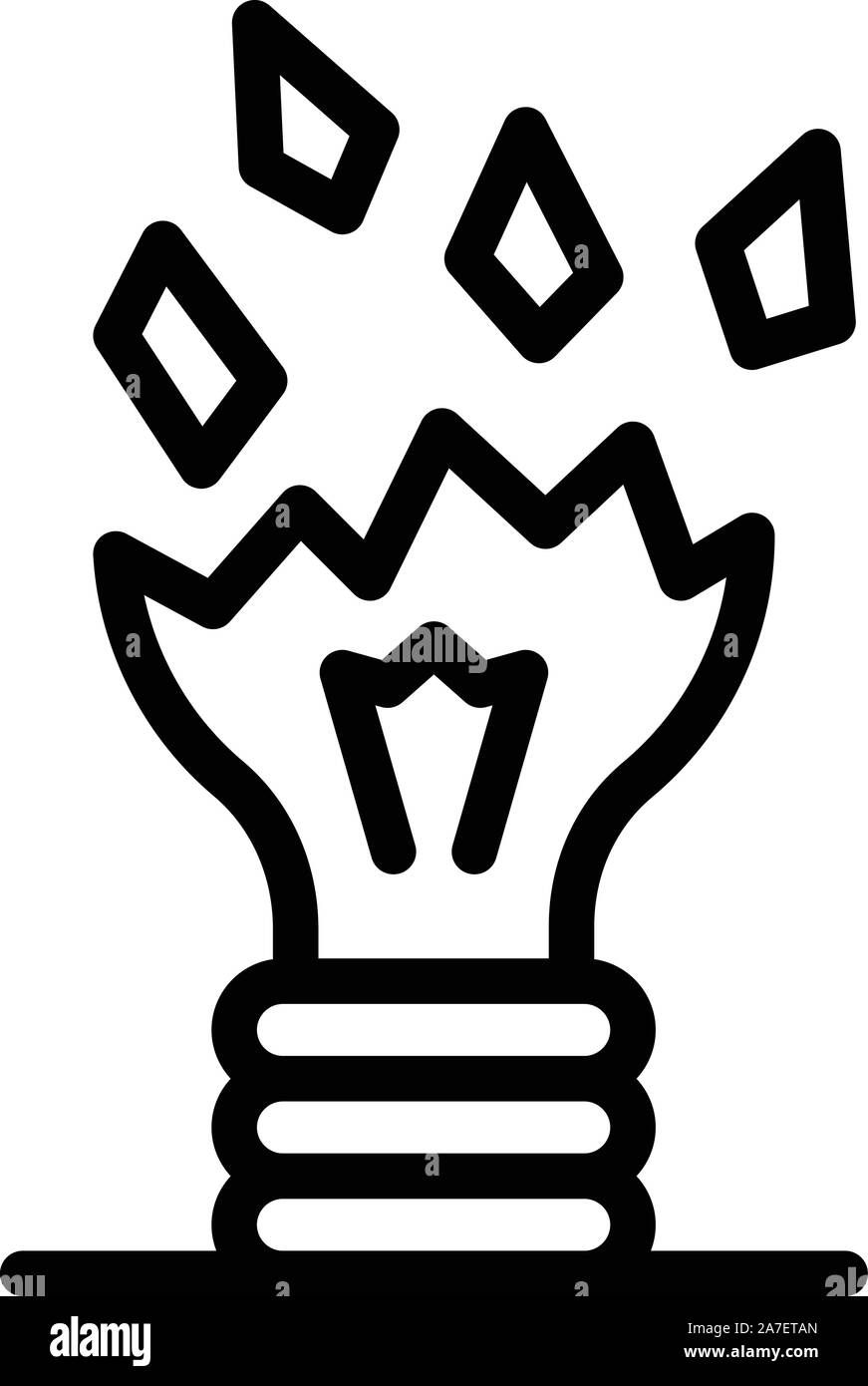 Cracked bulb icon, outline style Stock Vector