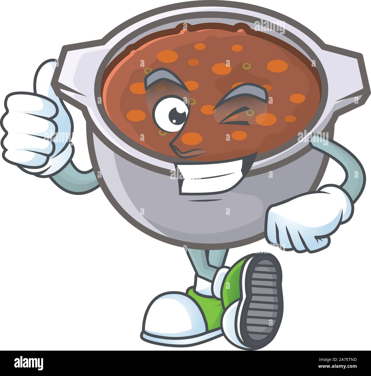 dish baked beans with cartoon thumbs up mascot Stock Vector Image & Art