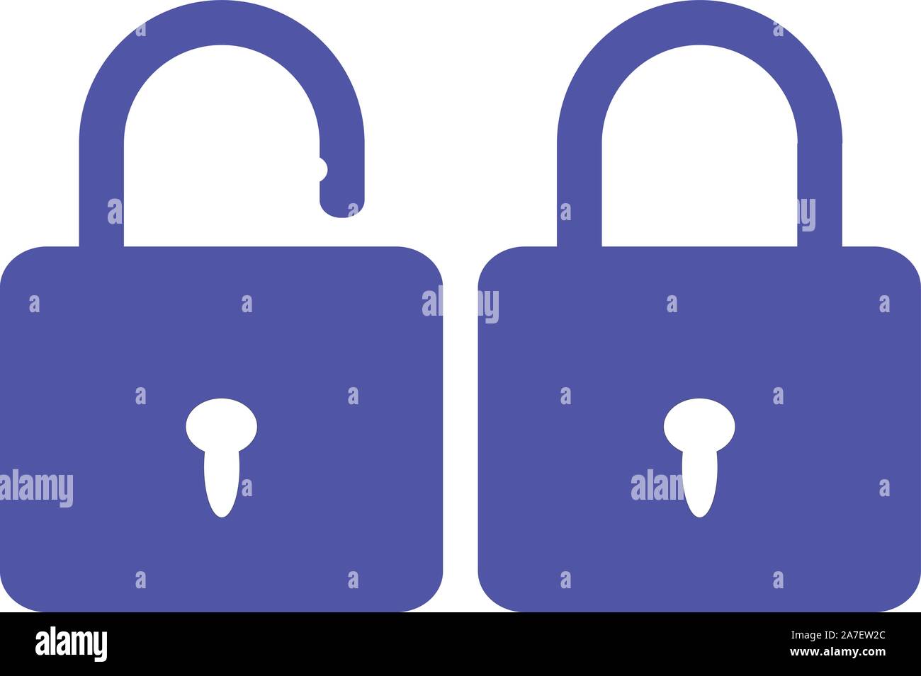 blue open close lock icon on white background. flat style. lock open ...