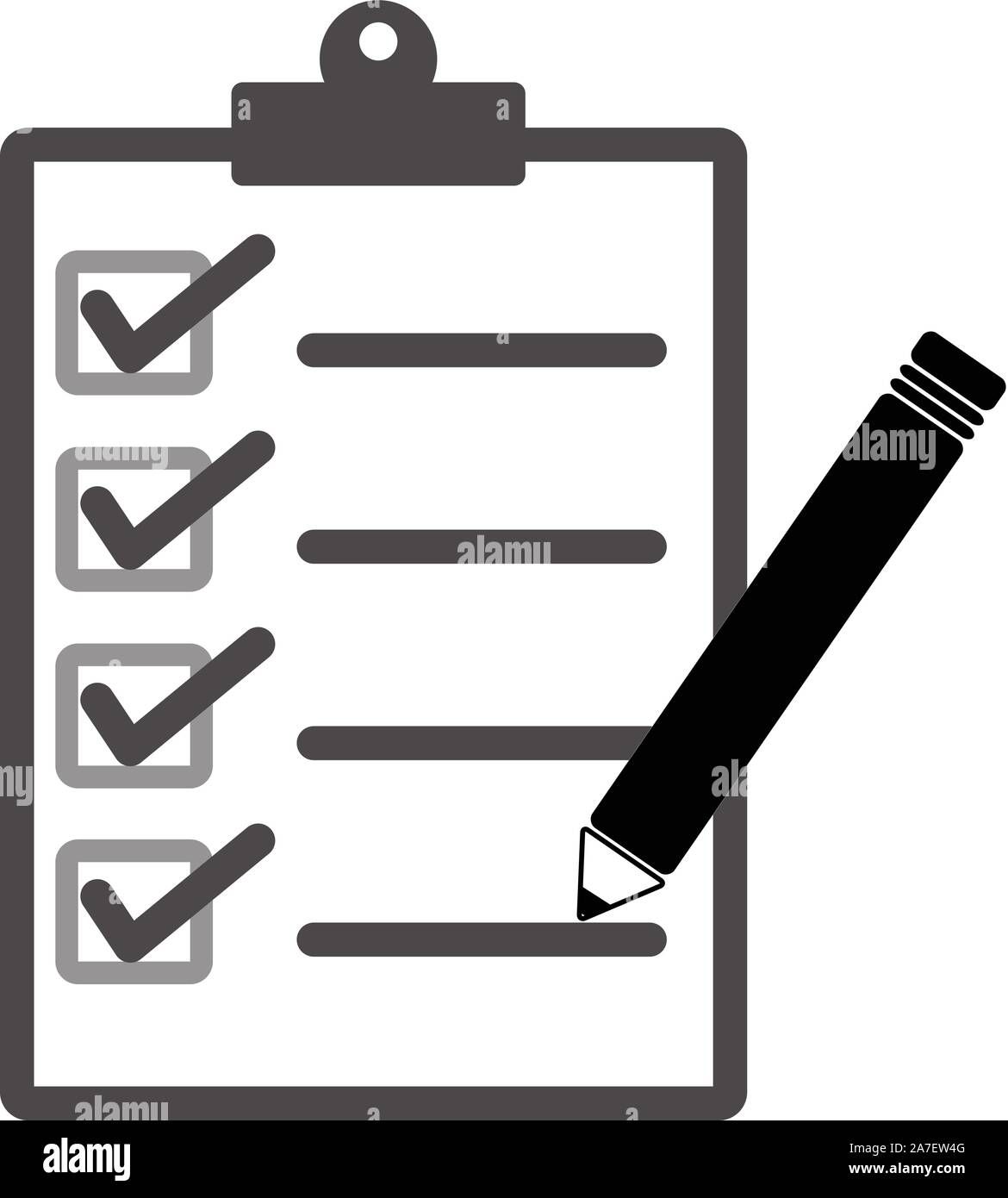 pen and checklist icon on white background. flat style. pen and ...