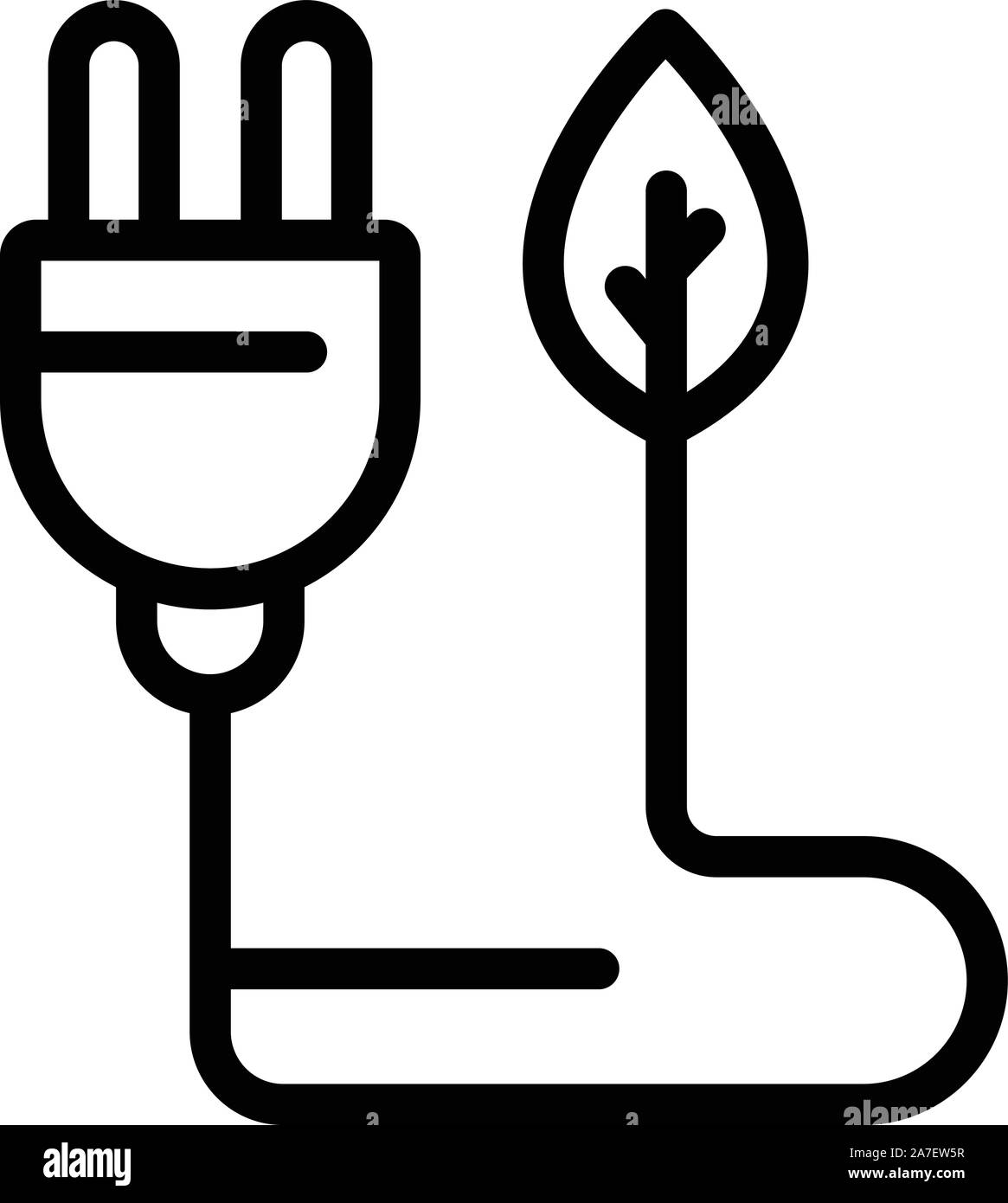 Eco electric plug icon, outline style Stock Vector