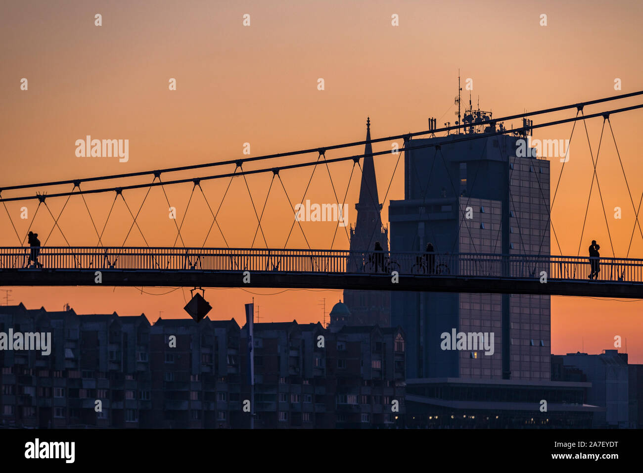 Osijek bridge at sunset Stock Photo