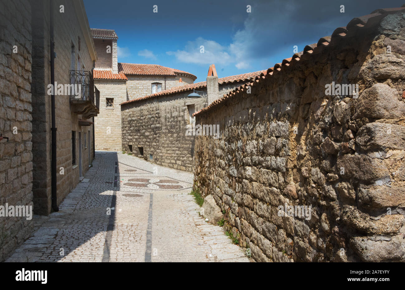 August 23, 2019 - AGGIUS , Italy: exterior building in AGGIUS SARDINIA ...