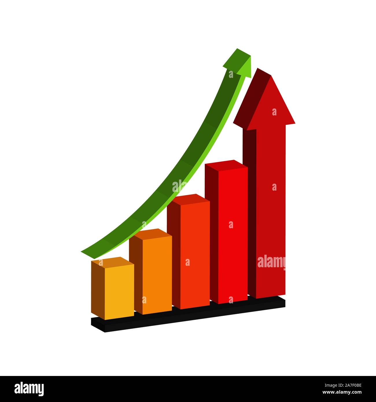 Volume chart with green up arrow. Business schedule. Stock Vector