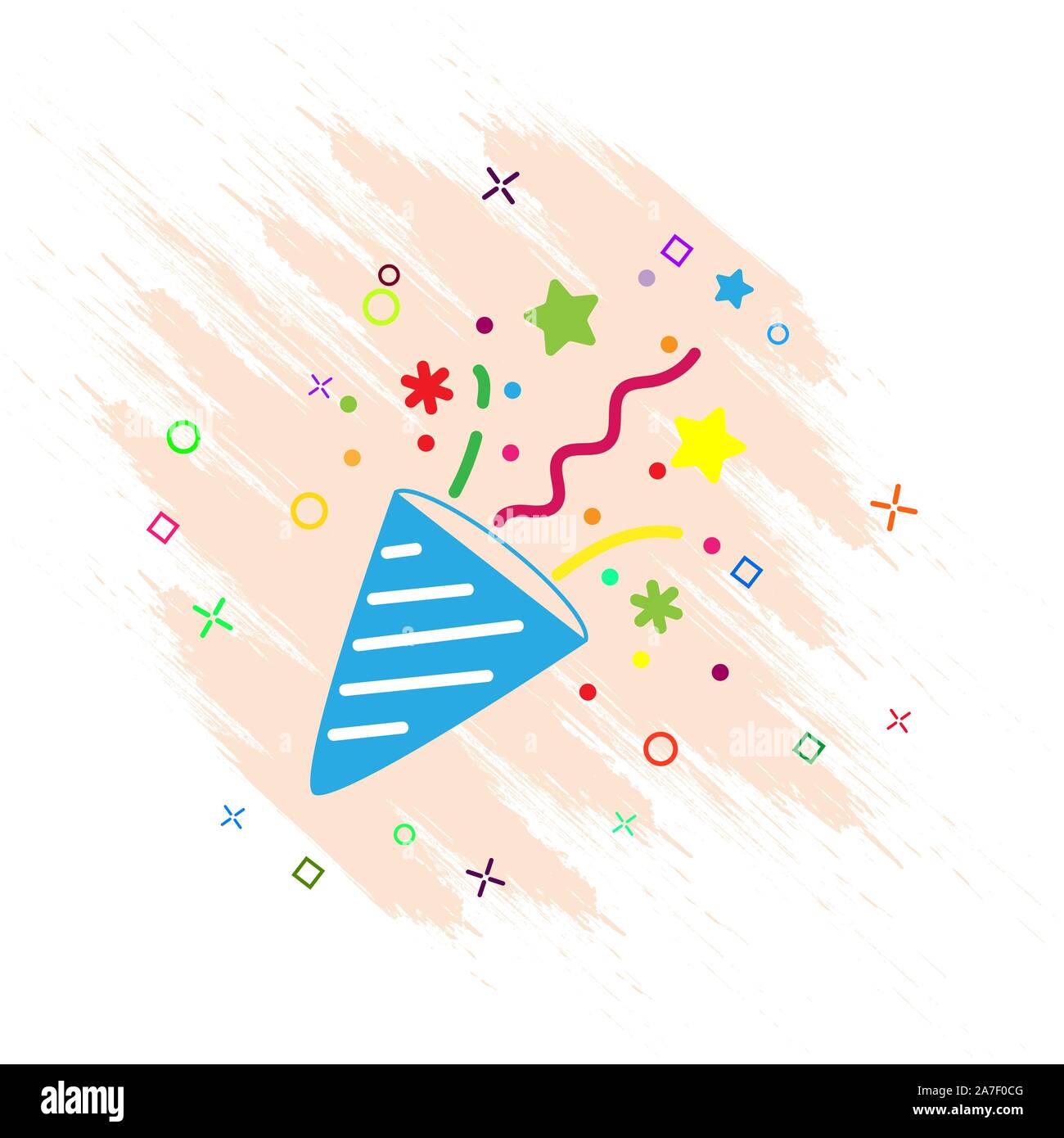 Masquerade cap and confetti. Color simple design Stock Vector
