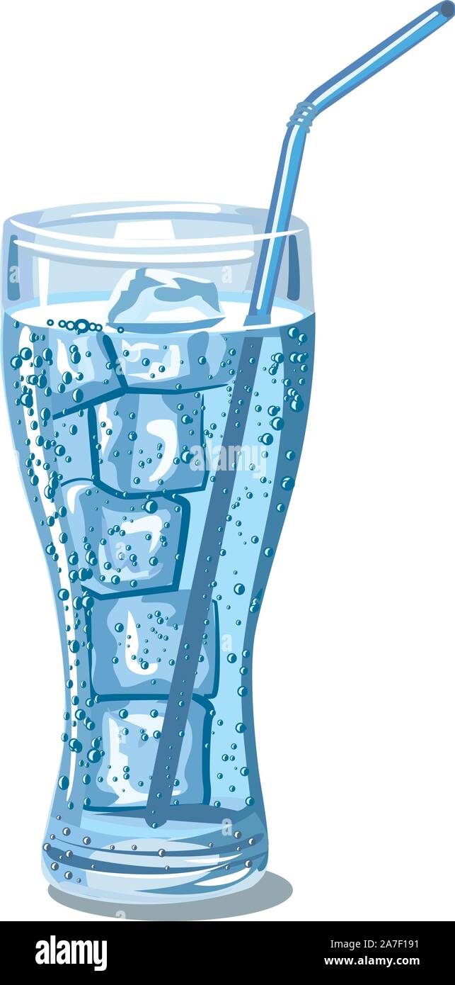 glass of sparkling water with ice cubes Stock Vector Image & Art - Alamy