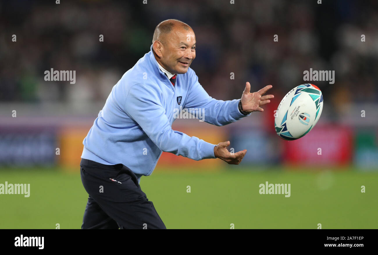 England head coach Eddie Jones prior to the 2019 Rugby World Cup final match at Yokohama Stadium. Stock Photo