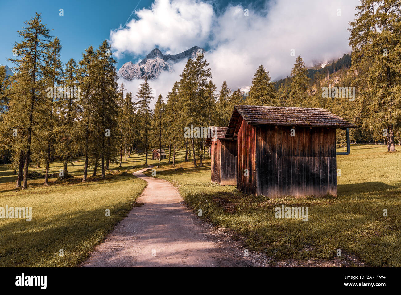 mountain huts in the Dolomites Stock Photo - Alamy