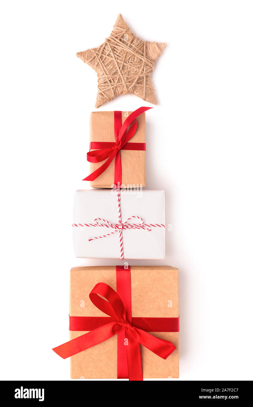 Box Present Tree Conceptual Christmas tree of different size present boxes Stock Photo ...