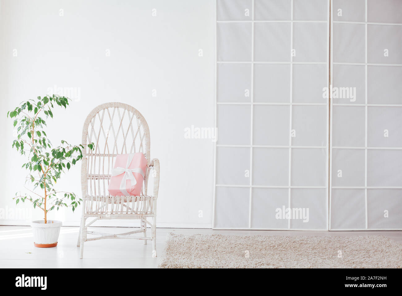 white vintage chair in the interior of an empty white room Stock Photo ...