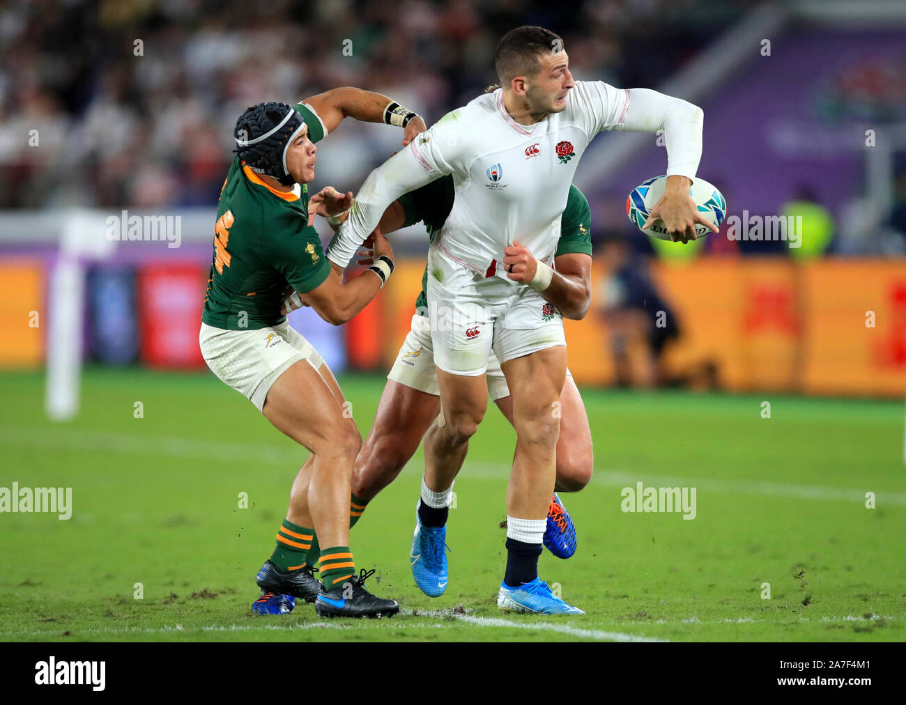 England's Jonny May in action during the 2019 Rugby World Cup final match at Yokohama Stadium. Stock Photo