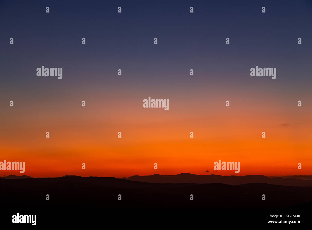 Vale of Clwyd and Snowdonia mountains at dusk, North Wales Stock Photo