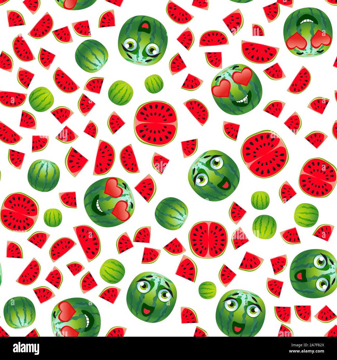Cute seamless pattern with cartoon emoji vegetables Stock Vector