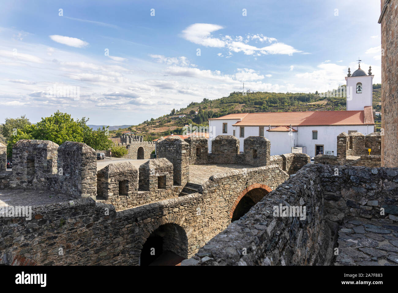 Braganca, Portugal .  The original medieval castle built on the highest point Stock Photo
