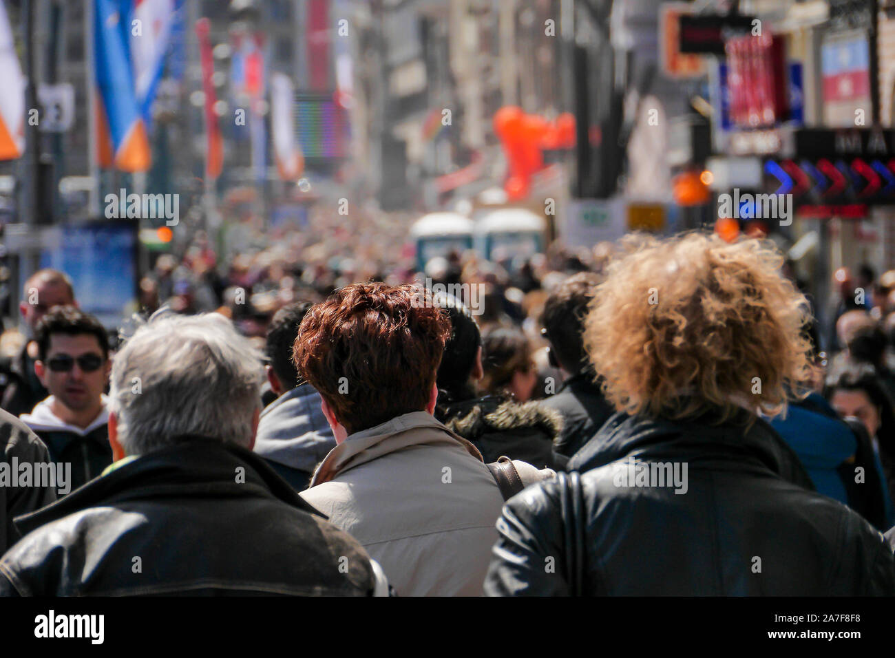 Amsterdam, Netherlands. Circa spring 2013. Large crowd on people ...